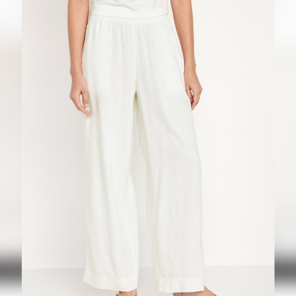 Old Navy High-Waisted Linen-Blend Wide-Leg Pants size L